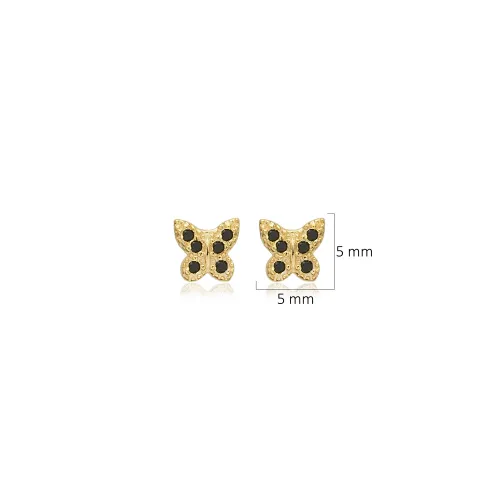 Black CZ Stone Butterfly Stud Earrings Black CZ Stone Butterfly Stud Earrings