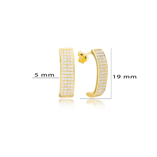 Clear Wide Pave Hoop CZ 925 Sterling Silver Earrings
