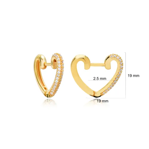 Minimalist Heart Basic CZ 925 Sterling Silver Earrings