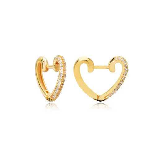 Minimalist Heart Basic CZ 925 Sterling Silver Earrings