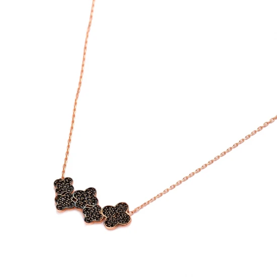 Turkish Pave Clover 925 Sterling Silver Necklace
