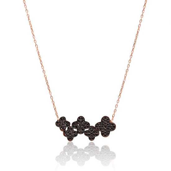 Turkish Pave Clover 925 Sterling Silver Necklace