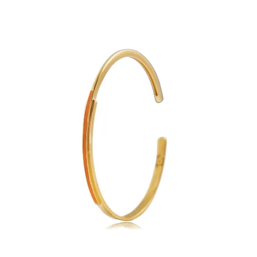 Orange Enamel Dainty 925 Sterling Silver Bangle