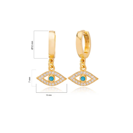 Evil Eye Turquoise CZ Dangle Sterling Silver Earrings Evil Eye Turquoise CZ Dangle Sterling Silver Earrings