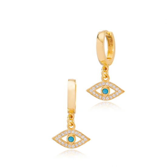 Evil Eye Turquoise CZ Dangle Sterling Silver Earrings Evil Eye Turquoise CZ Dangle Sterling Silver Earrings