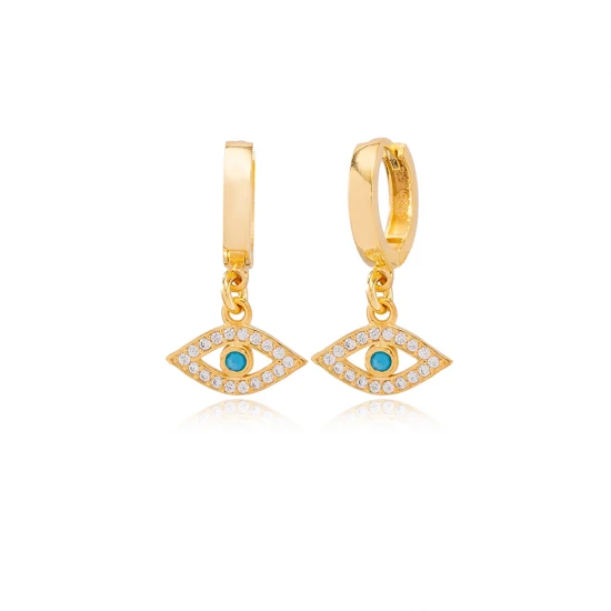 Evil Eye Turquoise CZ Dangle Sterling Silver Earrings Evil Eye Turquoise CZ Dangle Sterling Silver Earrings