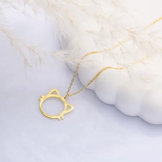 Minimalist Cat Design Plain Sterling Silver Necklace Pendant Minimalist Cat Design Plain Sterling Silver Necklace Pendant