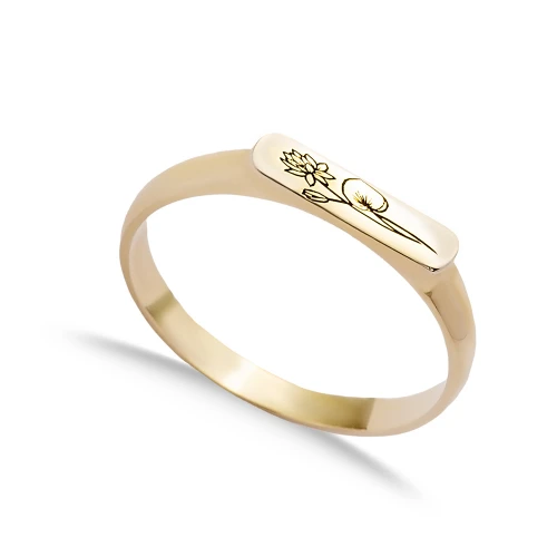Plain Flower Drawing Women 925 Sterling Silver Ring