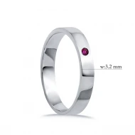 Simple Plain With Tiny Ruby CZ 925 Sterling Silver Ring