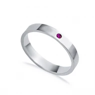 Simple Plain With Tiny Ruby CZ 925 Sterling Silver Ring