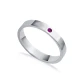 Simple Plain With Tiny Ruby CZ 925 Sterling Silver Ring - Sade 925 Silver Jewelry