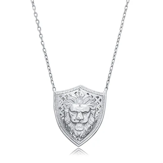 Lion Medallion Design Handmade Turkish Silver Charm Necklace Lion Medallion Design Handmade Turkish Silver Charm Necklace