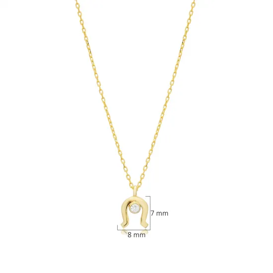 Horseshoe Design CZ Stone Turkish Silver Charm Necklace Pendant