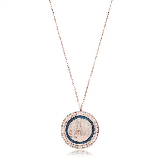 Istanbul Silhouette Round Enamel 925 Silver Necklace Istanbul Silhouette Round Enamel 925 Silver Necklace