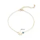 Clover Plain With Evil Eye 925 Sterling Silver Anklet Clover Plain With Evil Eye 925 Sterling Silver Anklet