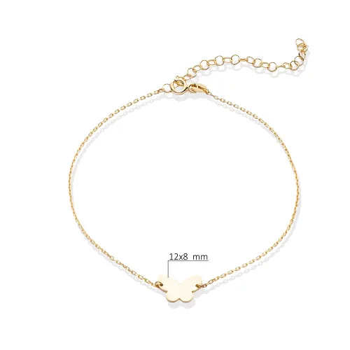 Butterfly Plain Foot 925 Sterling Silver Anklet