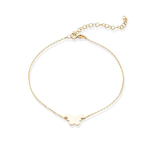 Butterfly Plain Foot 925 Sterling Silver Anklet