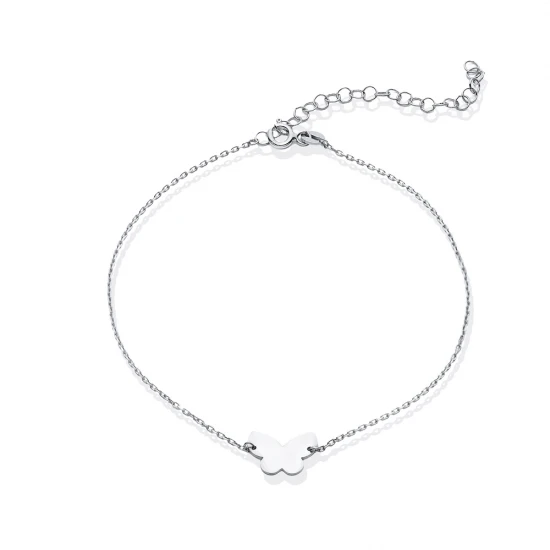 Butterfly Plain Foot 925 Sterling Silver Anklet