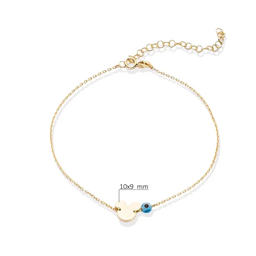 Mouse Plain With Evil Eye 925 Sterling Silver Anklet