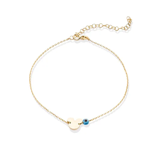 Mouse Plain With Evil Eye 925 Sterling Silver Anklet