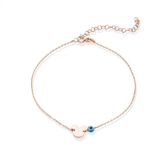 Mouse Plain With Evil Eye 925 Sterling Silver Anklet Mouse Plain With Evil Eye 925 Sterling Silver Anklet