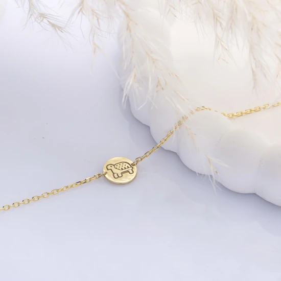 Turtle Round Plain 925 Sterling Silver Bracelet