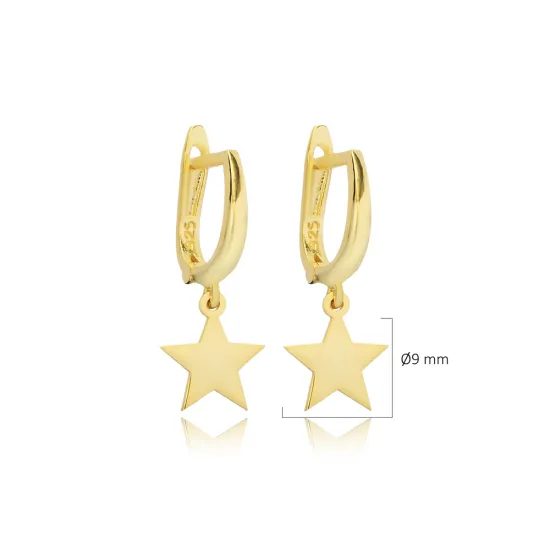 Plain Star Dangle Sterling Silver Earrings Plain Star Dangle Sterling Silver Earrings