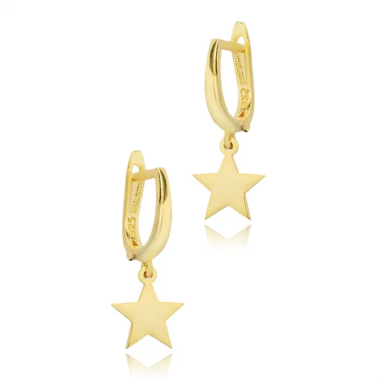 Plain Star Dangle Sterling Silver Earrings Plain Star Dangle Sterling Silver Earrings