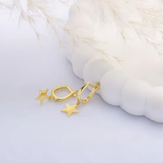 Plain Star Dangle Sterling Silver Earrings Plain Star Dangle Sterling Silver Earrings