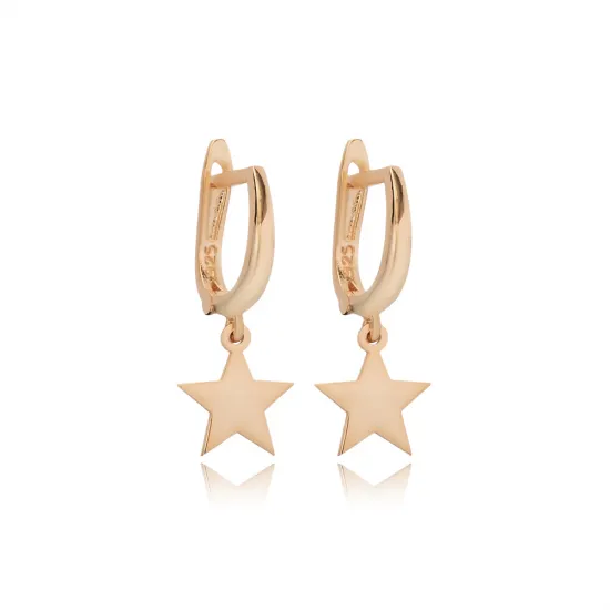Plain Star Dangle Sterling Silver Earrings Plain Star Dangle Sterling Silver Earrings