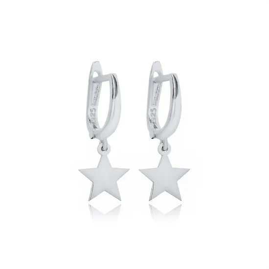 Plain Star Dangle Sterling Silver Earrings Plain Star Dangle Sterling Silver Earrings