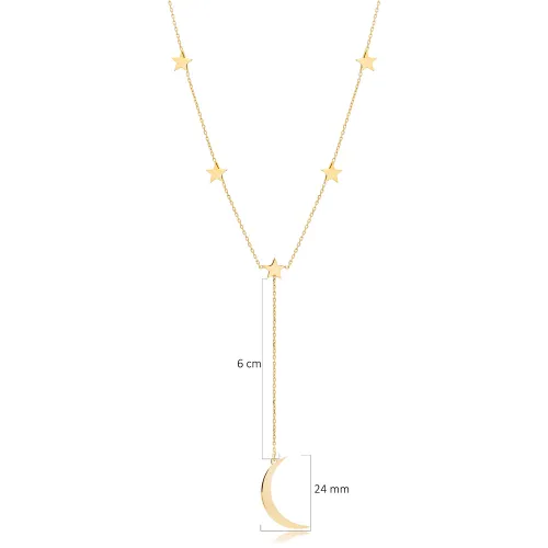 Multiple Star And Moon Y 925 Sterling Silver Necklace Multiple Star And Moon Y 925 Sterling Silver Necklace