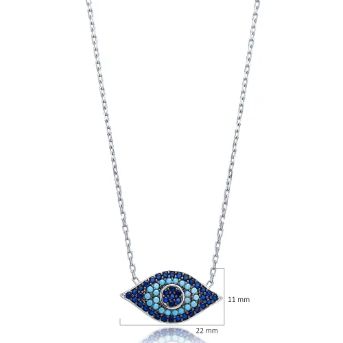 Turquoise Blue Evil Eye 925 Sterling Silver Necklace Turquoise Blue Evil Eye 925 Sterling Silver Necklace