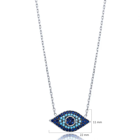 Turquoise Blue Evil Eye 925 Sterling Silver Necklace Turquoise Blue Evil Eye 925 Sterling Silver Necklace