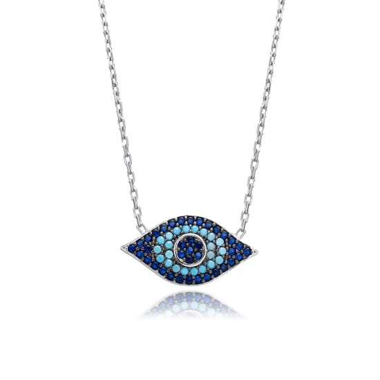 Turquoise Blue Evil Eye 925 Sterling Silver Necklace Turquoise Blue Evil Eye 925 Sterling Silver Necklace