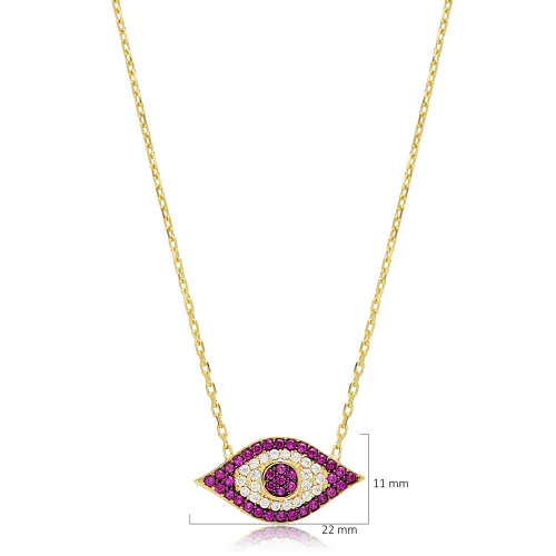 Ruby CZ Evil Eye 925 Sterling Silver Necklace Ruby CZ Evil Eye 925 Sterling Silver Necklace