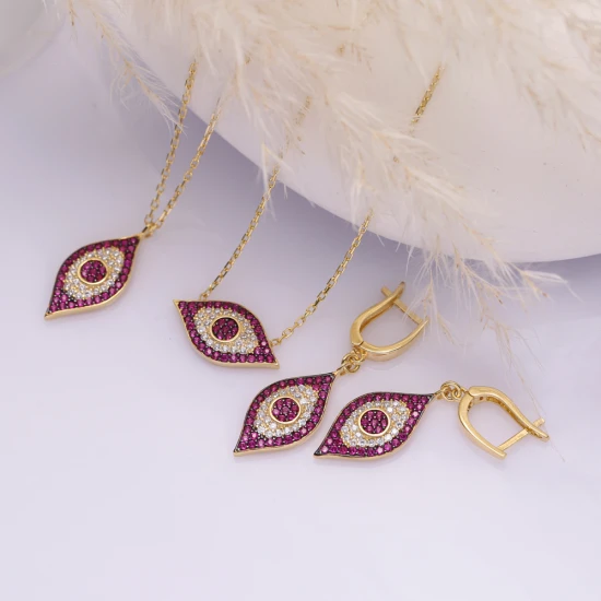 Ruby CZ Evil Eye 925 Sterling Silver Necklace Ruby CZ Evil Eye 925 Sterling Silver Necklace