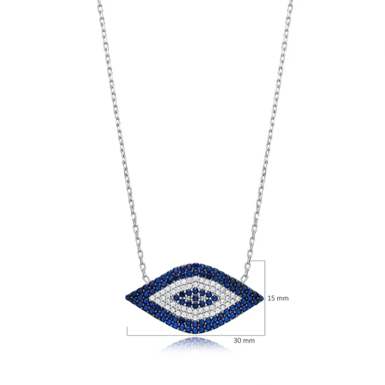 Blue Clear Evil Eye 925 Sterling Silver Necklace Blue Clear Evil Eye 925 Sterling Silver Necklace