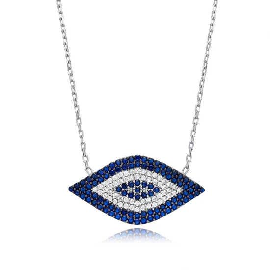 Blue Clear Evil Eye 925 Sterling Silver Necklace Blue Clear Evil Eye 925 Sterling Silver Necklace