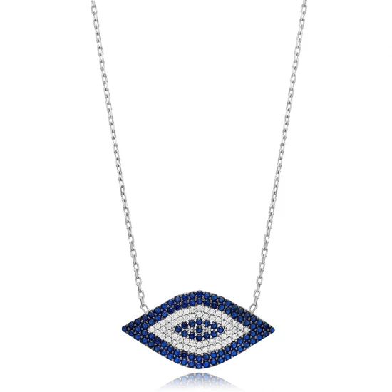 Blue Clear Evil Eye 925 Sterling Silver Necklace Blue Clear Evil Eye 925 Sterling Silver Necklace