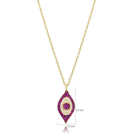 Ruby CZ Evil Eye Sterling Silver Necklace Ruby CZ Evil Eye Sterling Silver Necklace