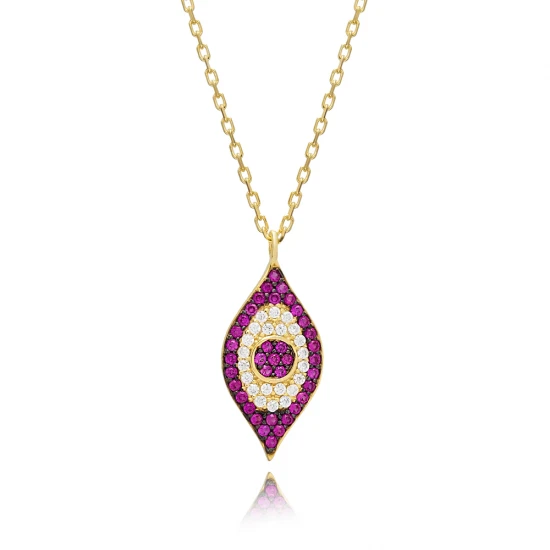 Ruby CZ Evil Eye Sterling Silver Necklace Ruby CZ Evil Eye Sterling Silver Necklace