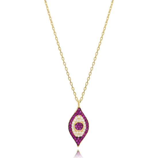 Ruby CZ Evil Eye Sterling Silver Necklace Ruby CZ Evil Eye Sterling Silver Necklace