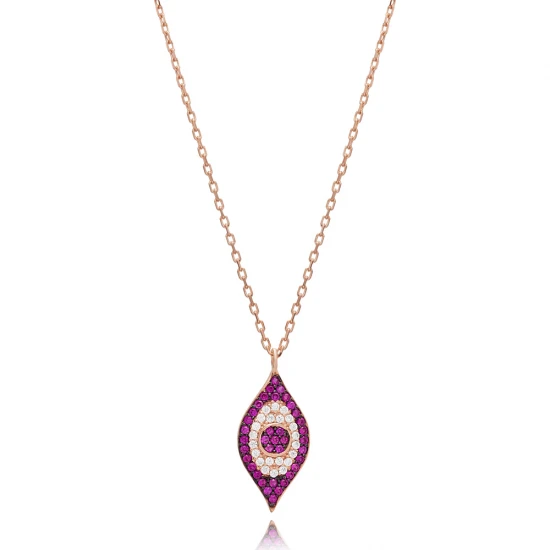 Ruby CZ Evil Eye Sterling Silver Necklace Ruby CZ Evil Eye Sterling Silver Necklace