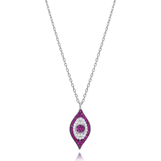 Ruby CZ Evil Eye Sterling Silver Necklace Ruby CZ Evil Eye Sterling Silver Necklace