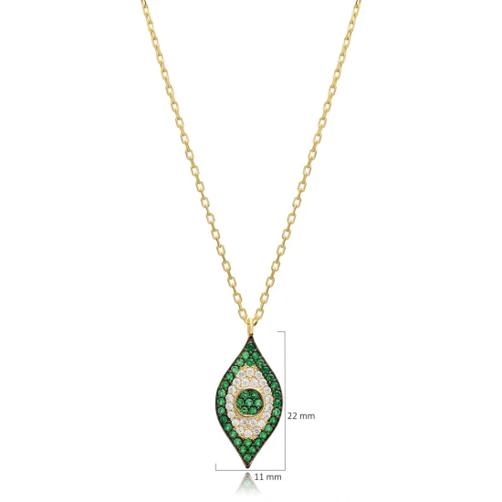 Emerald CZ Evil Eye 925 Sterling Silver Necklace Emerald CZ Evil Eye 925 Sterling Silver Necklace