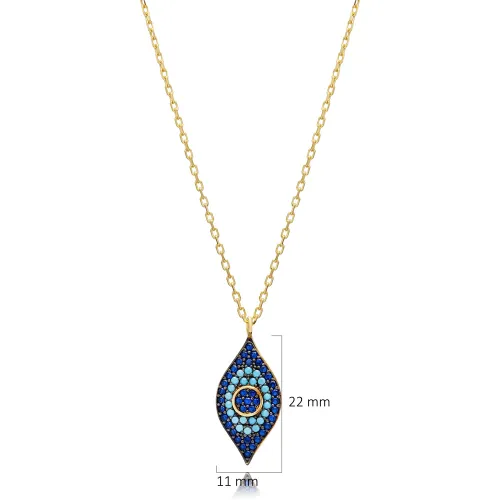 Sapphire CZ Evil Eye 925 Sterling Silver Necklace Sapphire CZ Evil Eye 925 Sterling Silver Necklace