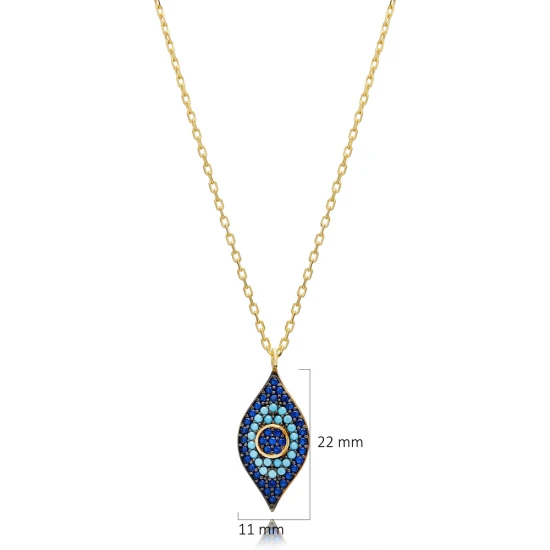 Sapphire CZ Evil Eye 925 Sterling Silver Necklace