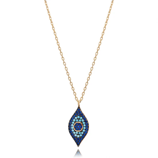 Sapphire CZ Evil Eye 925 Sterling Silver Necklace
