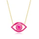Eye Pink Enamel 925 Sterling Silver Necklace